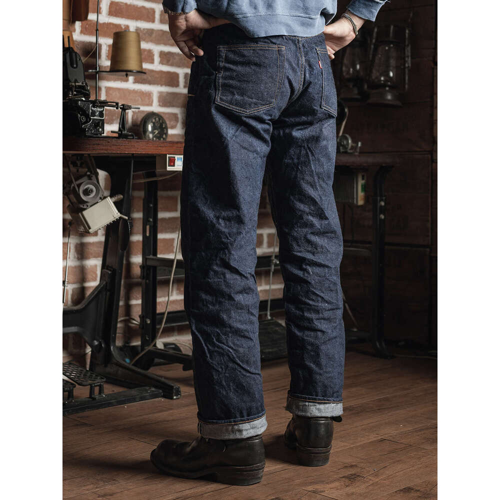 Bronson 47801Xx Jeans Rigid Straight Fit Men Red Workwear Raw Denim Trousers