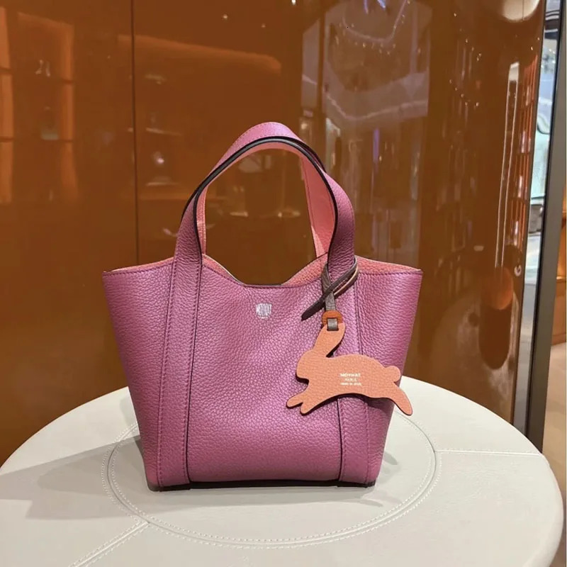 Women's Bucket | Double-Sided Vegetable Basket hot Mon Litchi Grain Cowhide Small Handbag