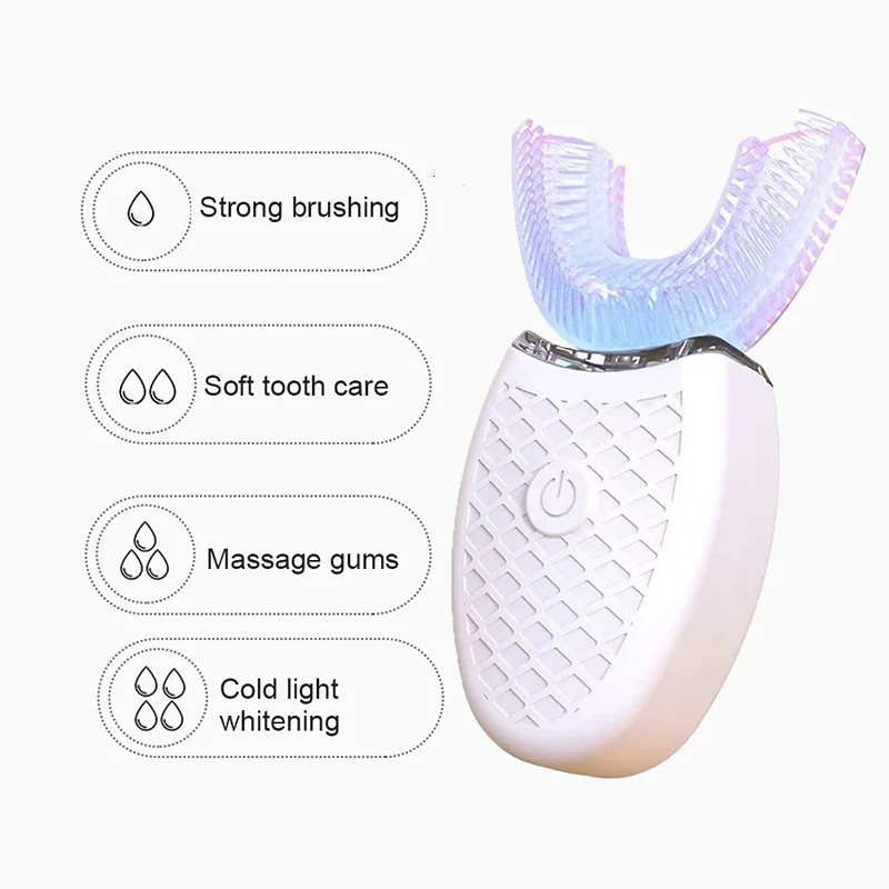 Electric U-shaped sonic automatic intelligent toothbrush waterproof silicone toothbrush 360 degree cleaning toothbrush 241031