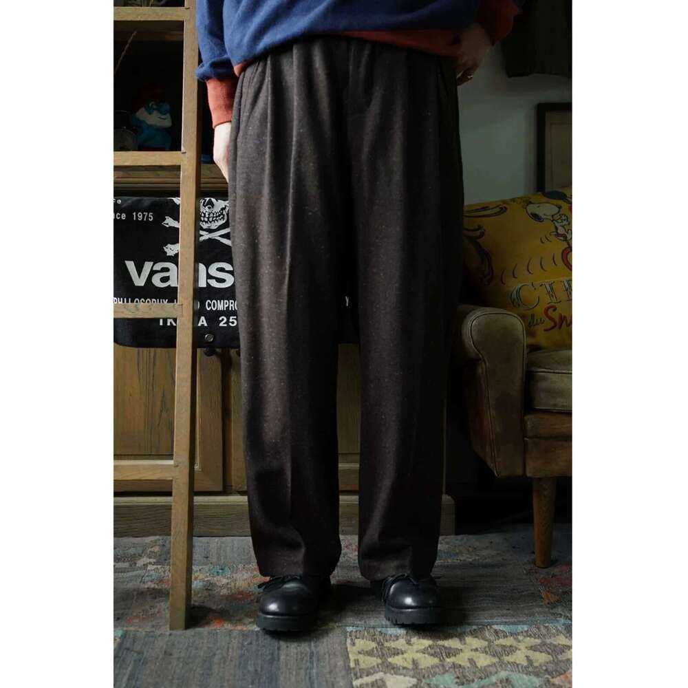 Second Order Colorful Dots Wool Tweed Double Pleated Pants Heritage Men's Versatile Trousers