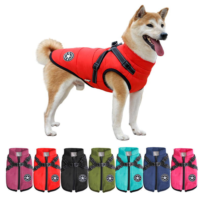 New Amazon Cross border Dog Clothes, Chest and Back Integrated Cotton Vest, Pet Cotton Clothes, Winter Clothes, Thickened Two Leg Cotton Clothes