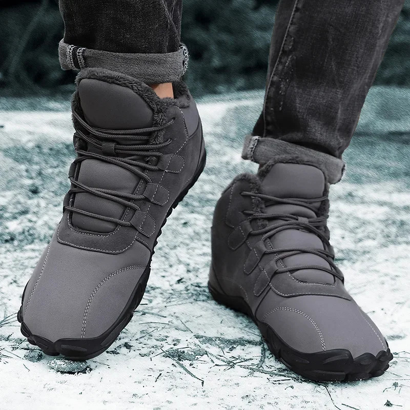 snow boots with anti slip and non slip Plus velvet warm cotton shoes thick soled barefoot five finger shoes for men 241031