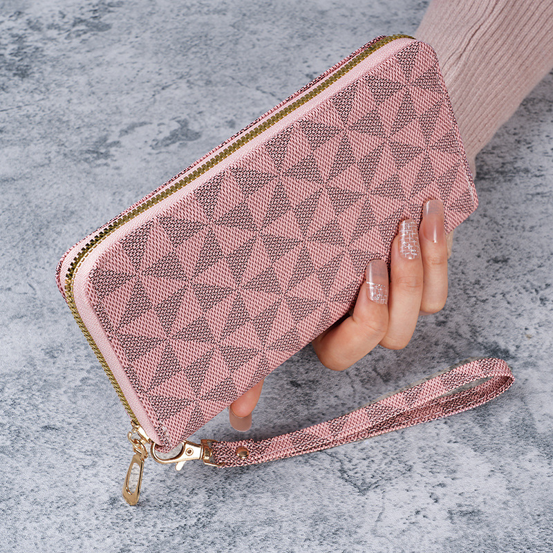 New designer's light luxury women's single pull used flower wallet, multifunctional handheld card bag, fashionable mobile wallet