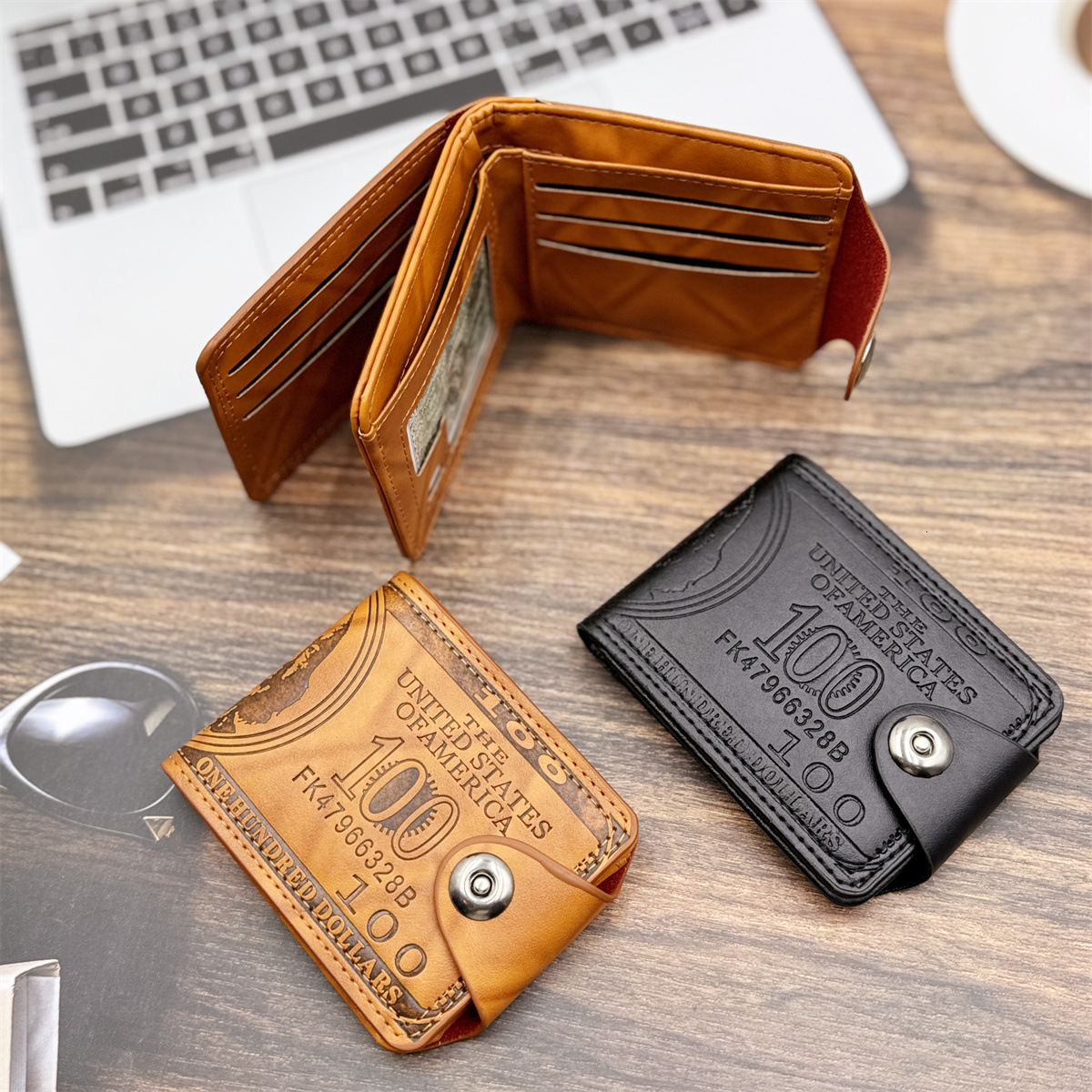 New designer's men's wallet with USD pattern, ultra light PU bag, multifunctional and multi card slot