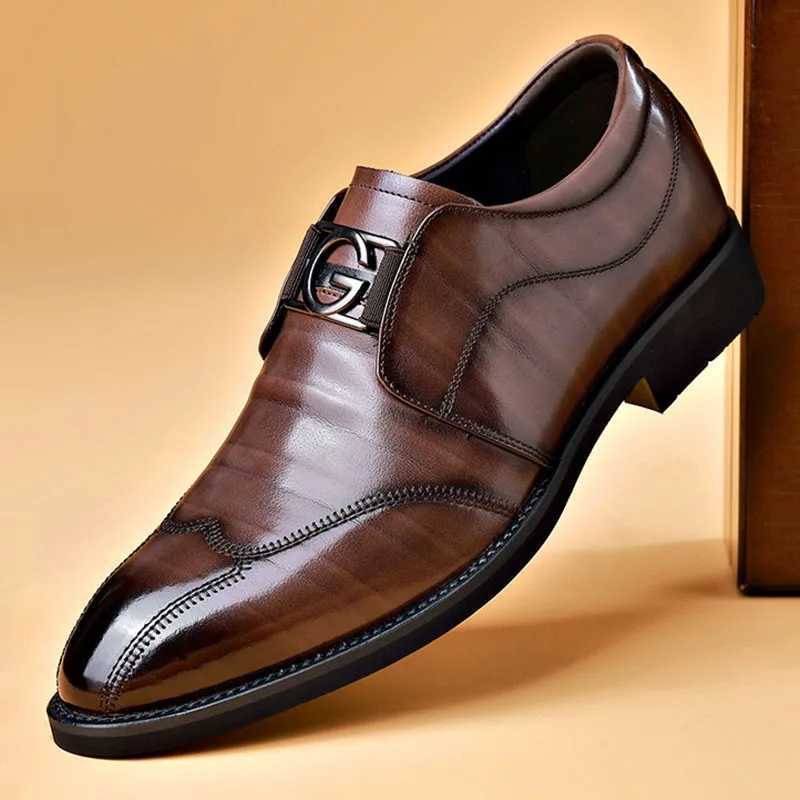 New Stylish Mens Pointed Oxford Wedding Leather Men Dress Shoes Gentleman Off Man Shoe Y250222