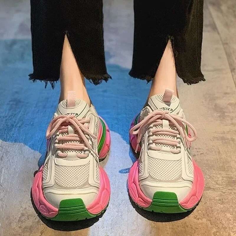 Dorky Dad 2024 Women's Fashion Sports Running Platform Clunky Sneakers Student Daily Walking Jogging Shoes