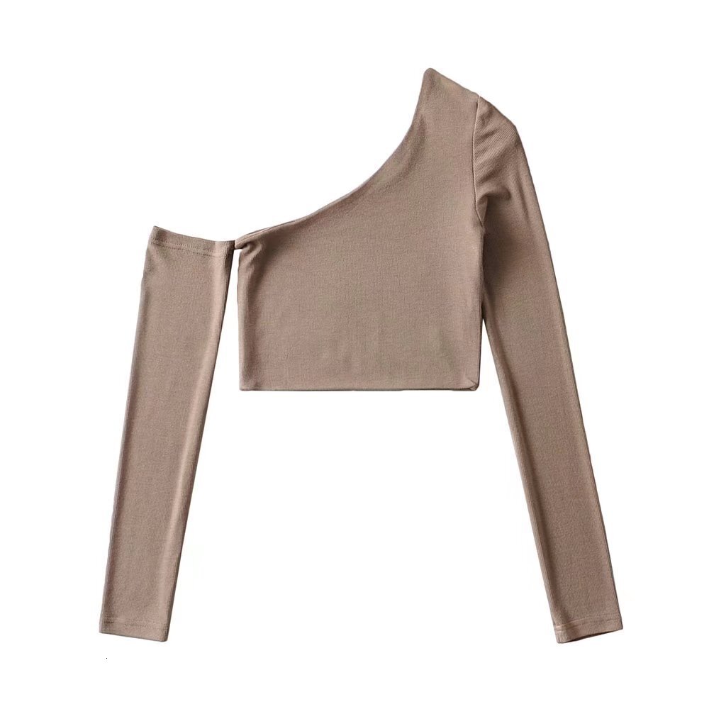 Designer YPFF Trendy Wear Caution Machine Short Cross Shoulder Long Sleeve T-shirt Women's INS Fashion Irregular Bottom Top