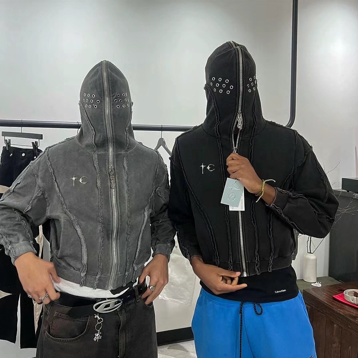 THUG CLUB VIBE y2k hoodie designer hoodie Full Zip up Hoodie 3D graphic hoodie cotton High Street Hip Hop Gothic Harajuku mens hoodie sweatshirt hoodies for men