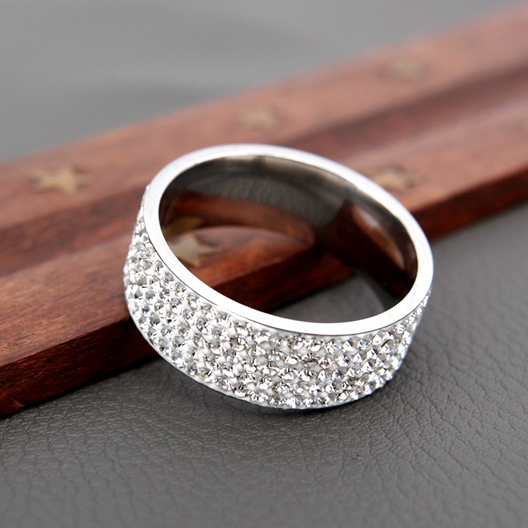 ExquisiteTitanium Steel CZ Crystal Band Ring for Men Women Stainless Steel Designer Diamond Rings Lovers Couple Ring Jewelry Gift Wholesale Price