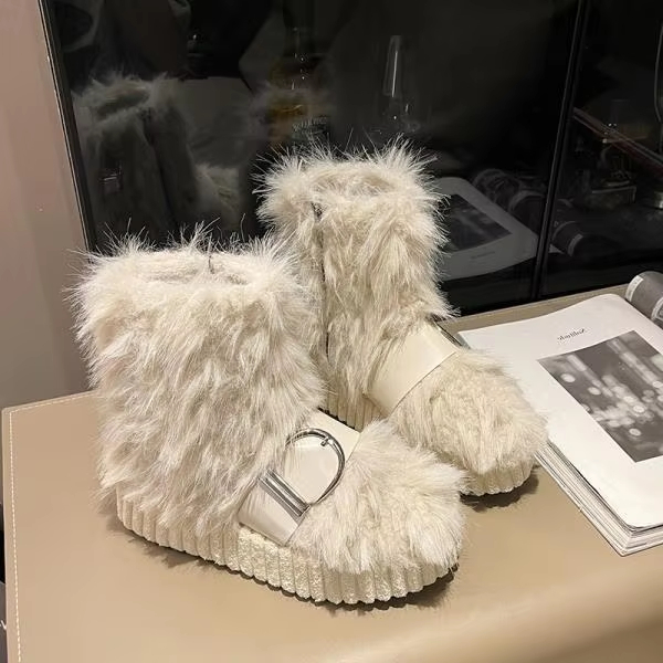 New Furry Designer Womens Upgraded With Wool Boots Non-Slip Warm Womens Australia Ankle Fashion Winter Boots Large Size Leather Shoes