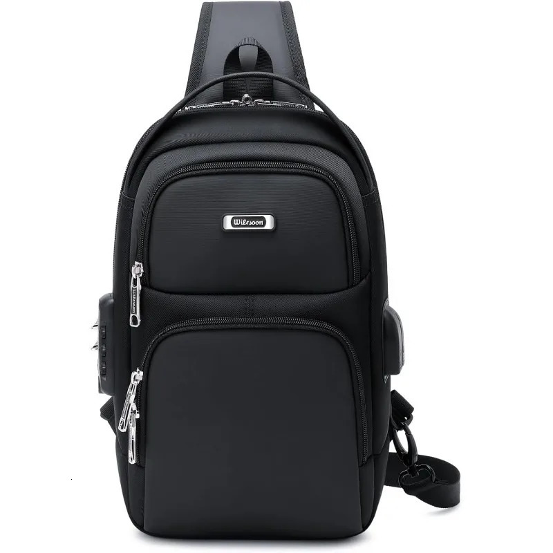 Crossbody Sling Backpacks Bag for Men Women Shoulder Backpack Chest Bags with USB Charger Port 241029