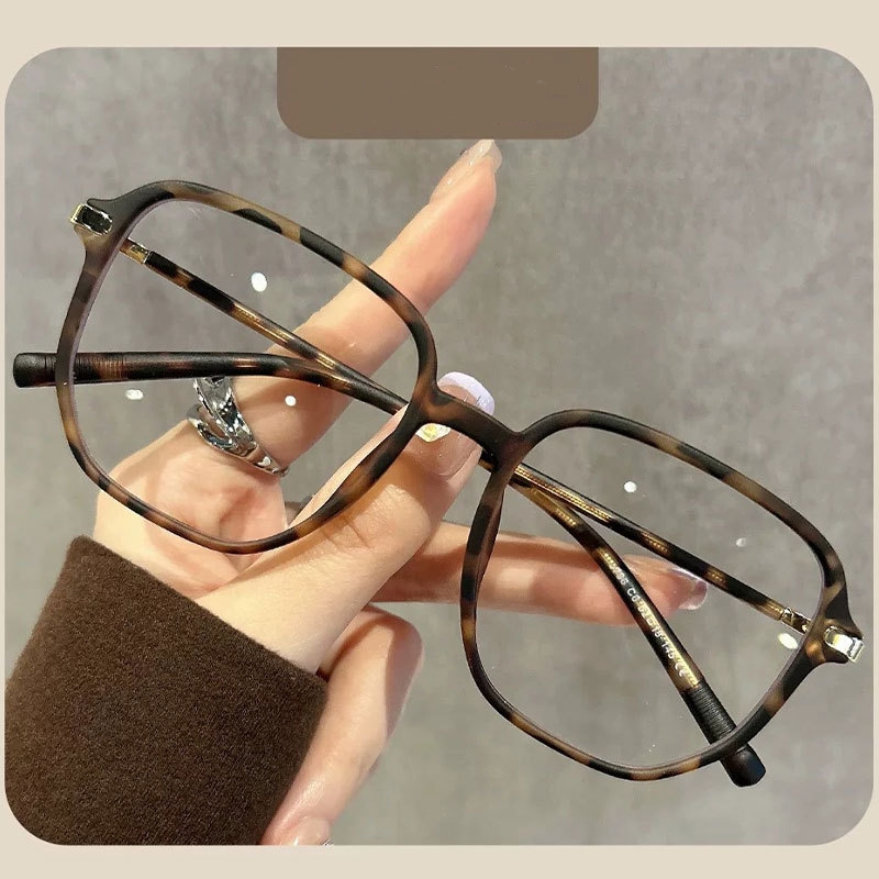 8060 Retro leopard print anti blue light glasses for women, professional bare faced large frame women's glasses frame