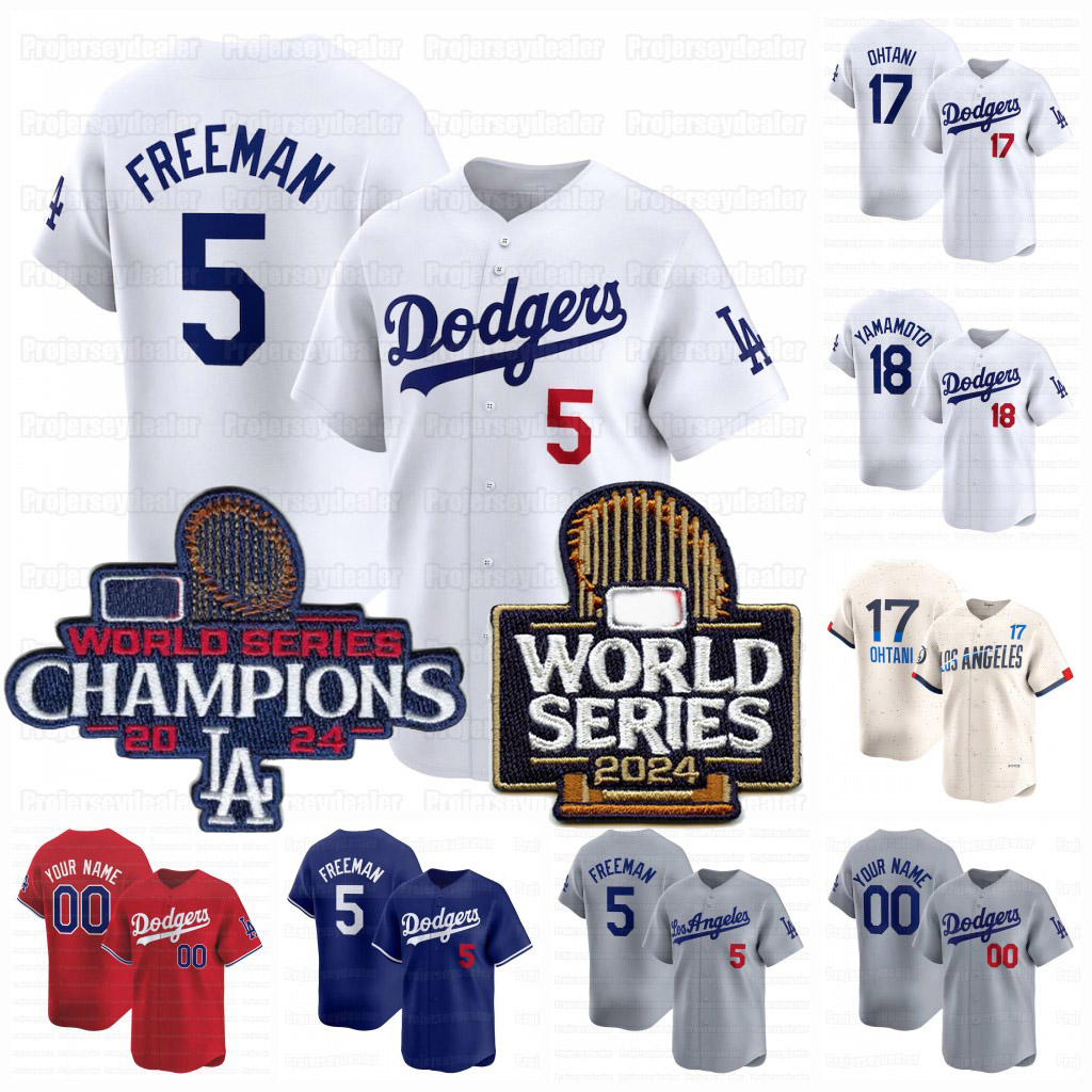 5 Freddie Freeman 2024 World Series Champion Dodgers Jersey Shohei Ohtani Mookie Betts Yoshinobu YamamotoTaylor Julio Urias Muncy Kiermaier