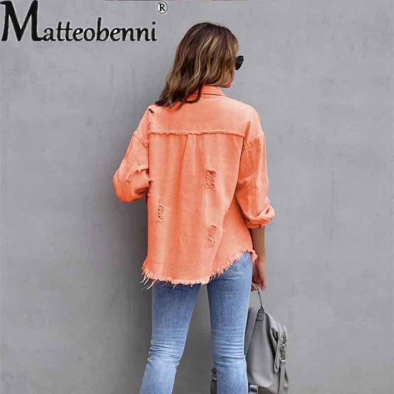 Sweet Color Splicing Pocket Denim Jacket Female Fashion Streetwear Lapel Long Sleeves Single-breasted Cardigan Loose Women Coat 241031