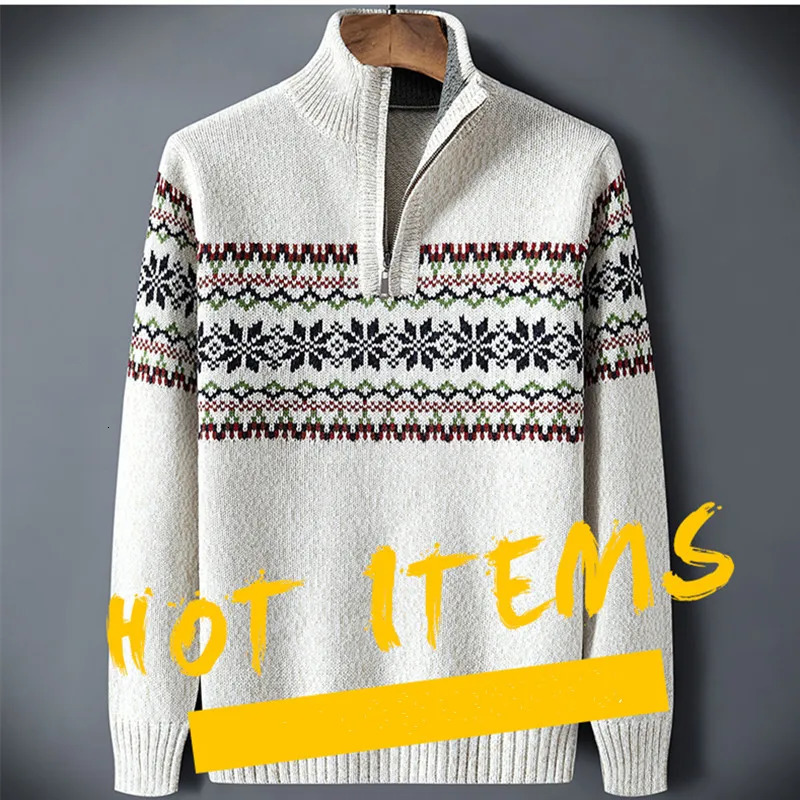Size XXXL 4XL 5XL 6XL Sweater Male Autumn Zipper Half Turtleneck Pullover Knitted Men Clothing Christmas Jumpers 241031