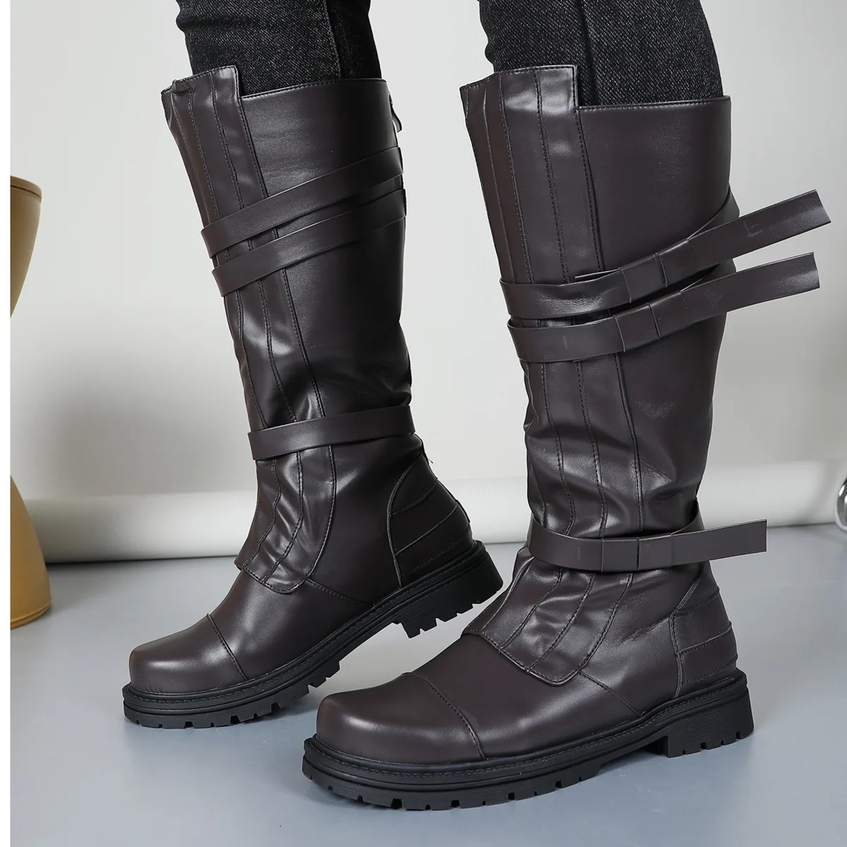 Knight Shoes Mens Role Playing Fantasy Black Brown Boots Movie Space War Clothing Accessories Adult Womens Fantasy Shoes 241031