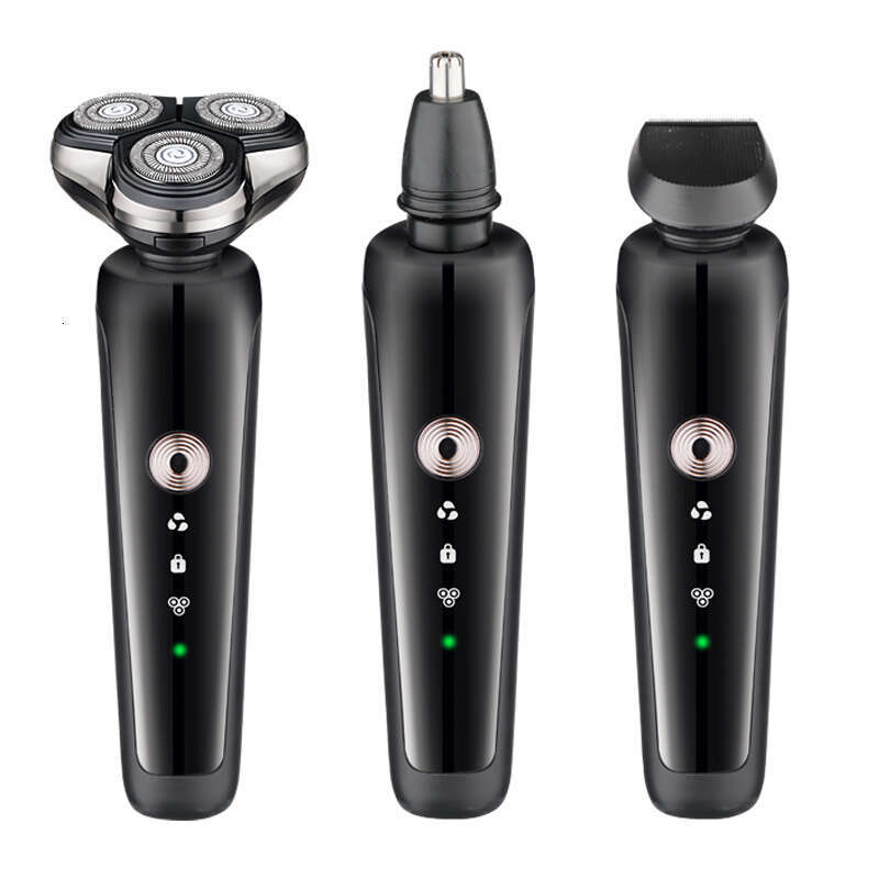 3-in-1 Men's Mini Rotary Electric Shaver Waterproof USB Rechargeable Beard Trimmer Foil Razor for Body Face Use Replacement Type
