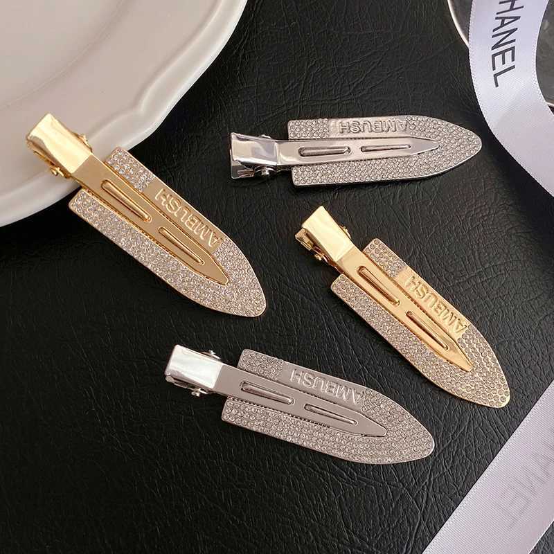Hair Clips Barrettes Hair clip side bangs fixed edge bucket face wash clip gold silver shiny crystal no bending seamless female styling tool X241030