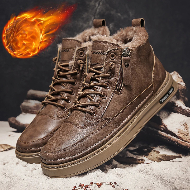 Mens boots autumn style outdoor fashion high cut thick sole height increase casual trend lace zipper anti slip high heels 241031
