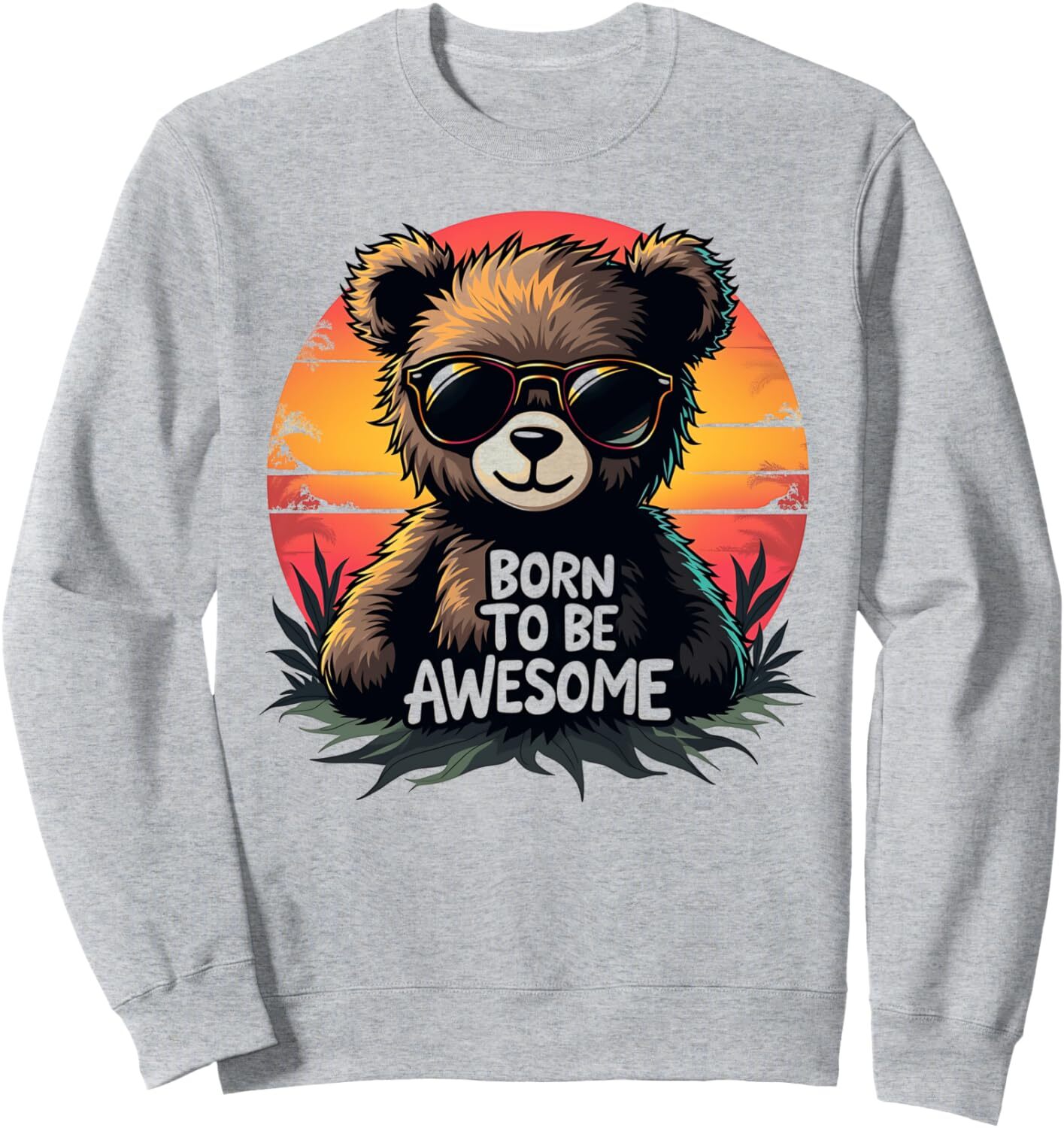 Long Sleeve Shirts for Men sweatshirt Bear Lover Sunset Born To Be Awesome Animal Lover Sweatshirt T shirt Tee Streetwear Casual tops clothes