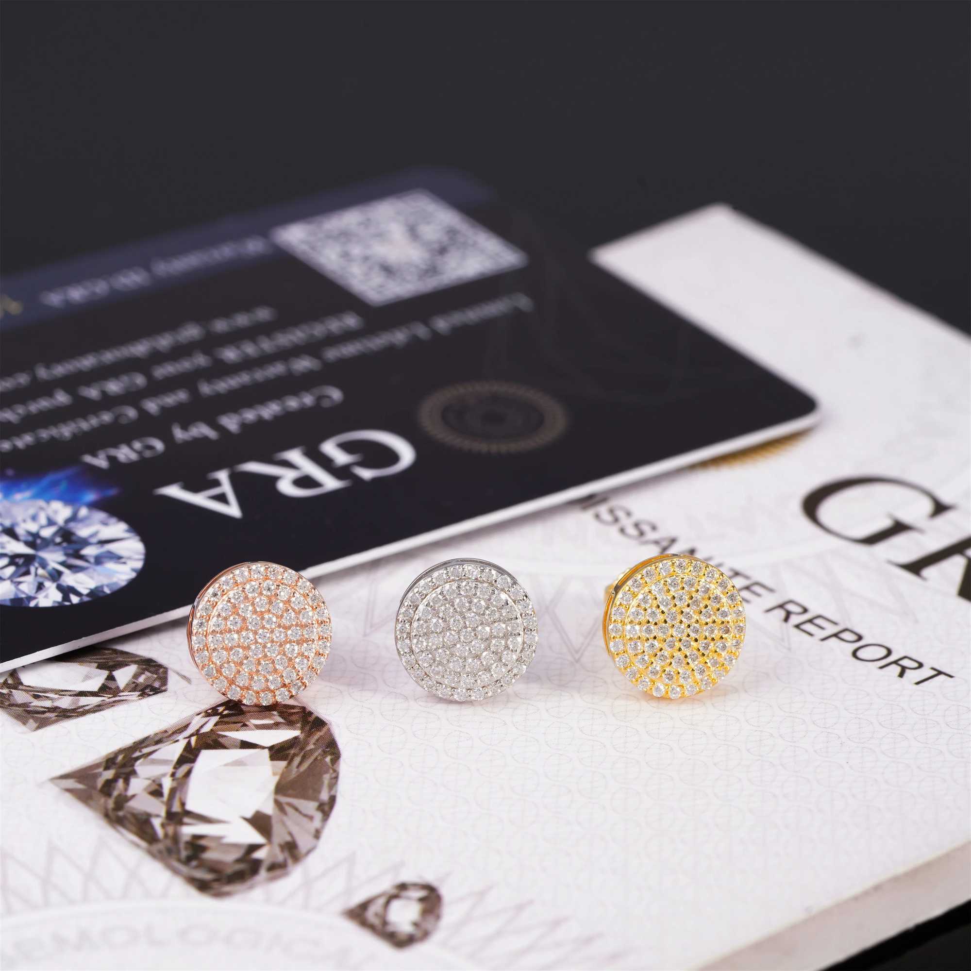 Shiny Full Moissanite Dia Rock Unisex Earring Sterg Sier Simple Trendy Jewelry Gifts Pass Tester