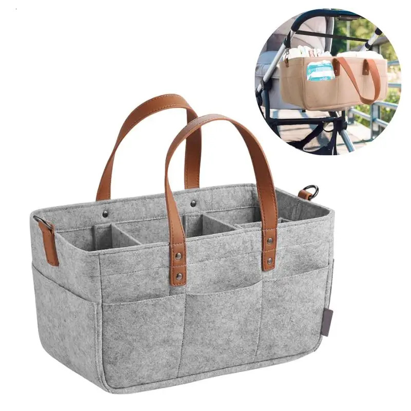 New With Handle Caddy Changing Nappy Kids Carrier Large Pocket Baby Felt Storage Nursery Organizer Basket Infant Diaper Bag