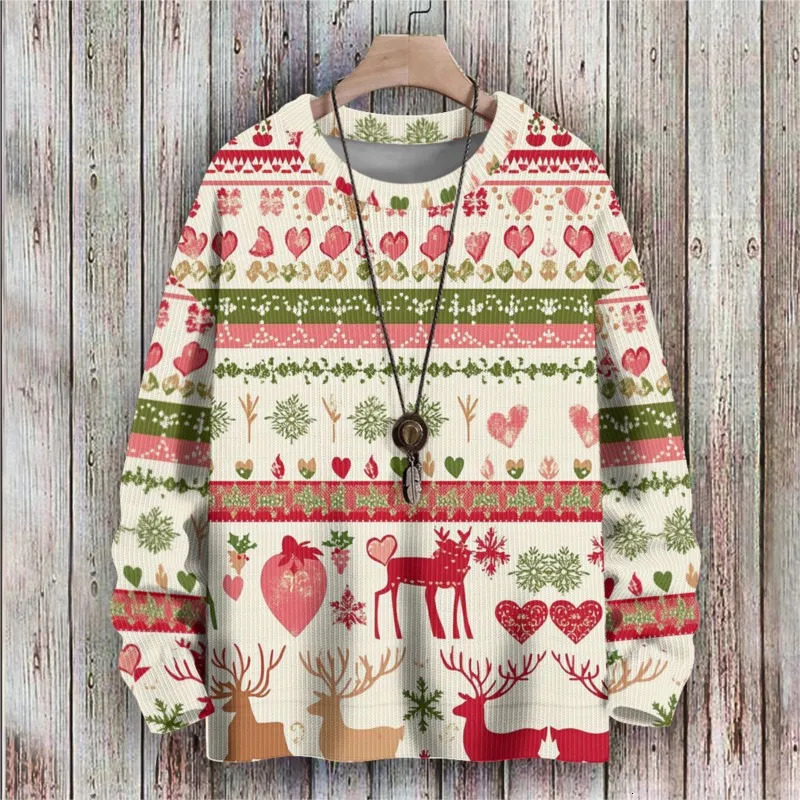 Christmas Day Sweater 3D Print For MenWomen Unisex Winter Long Sleeve Sweatshirt Pullover Fashion Outerwear 241031