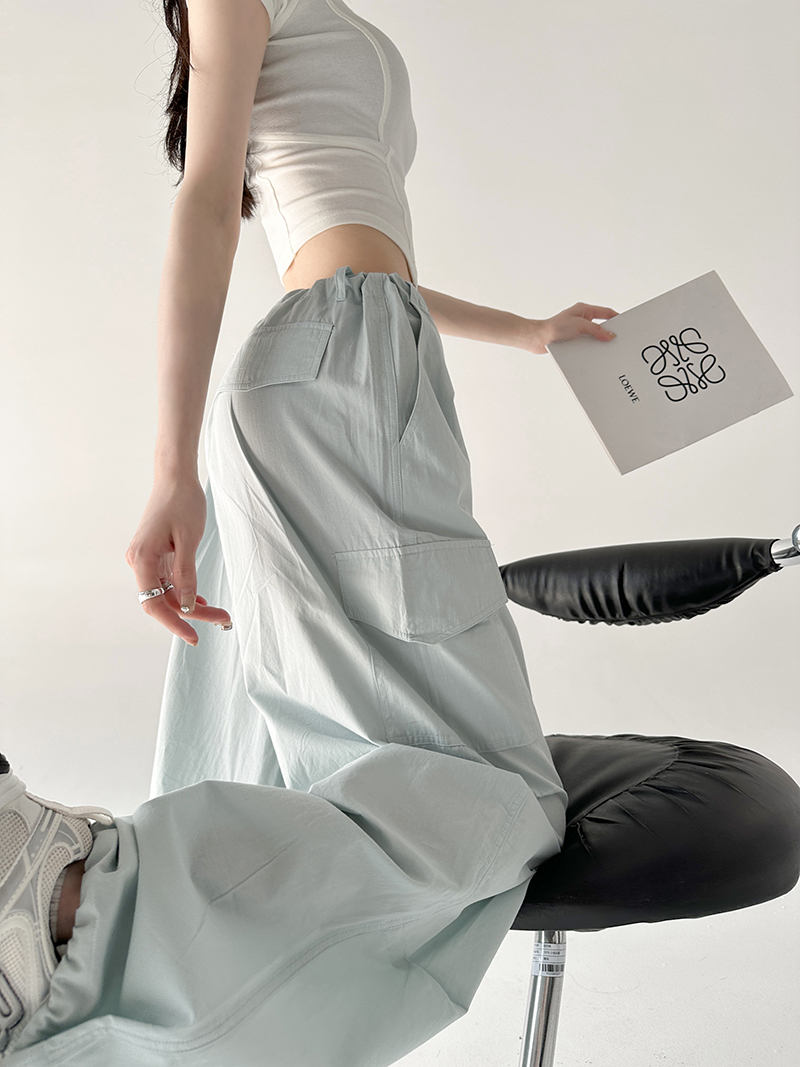 Trendy work trousers women summer thin section of the trend of loose thin drawstring leg casual trousers high waisted sports trousers