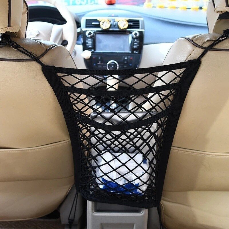 New 1Pc Black Three Layer Stretchable Elastic Storage Bag Car Pet Protective Net
