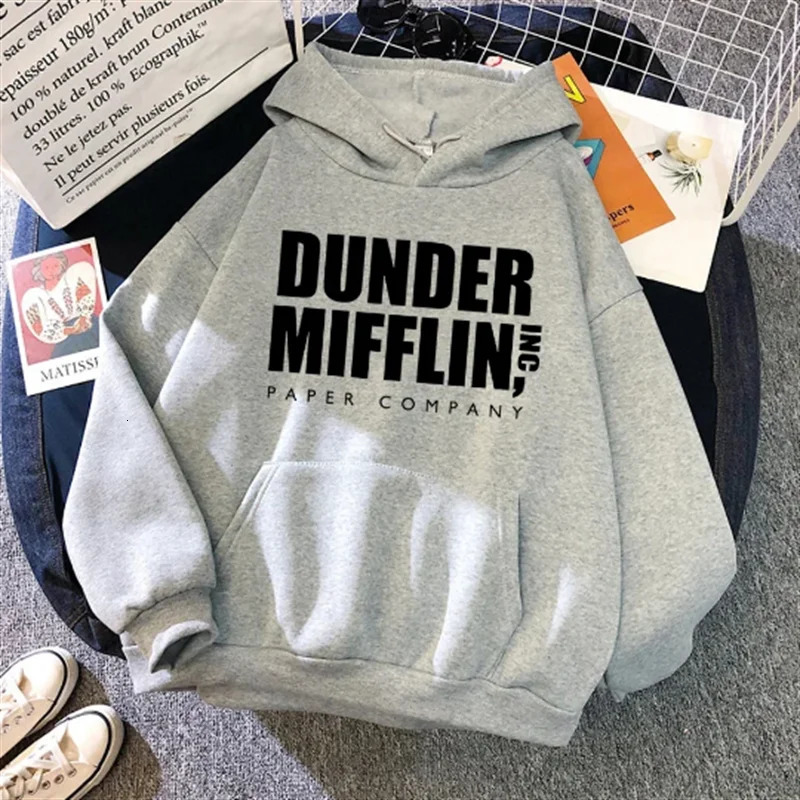 Dht Schrute Hoodies para homens e mulheres casual com capuz Office Dunder Mufflin papel 241024