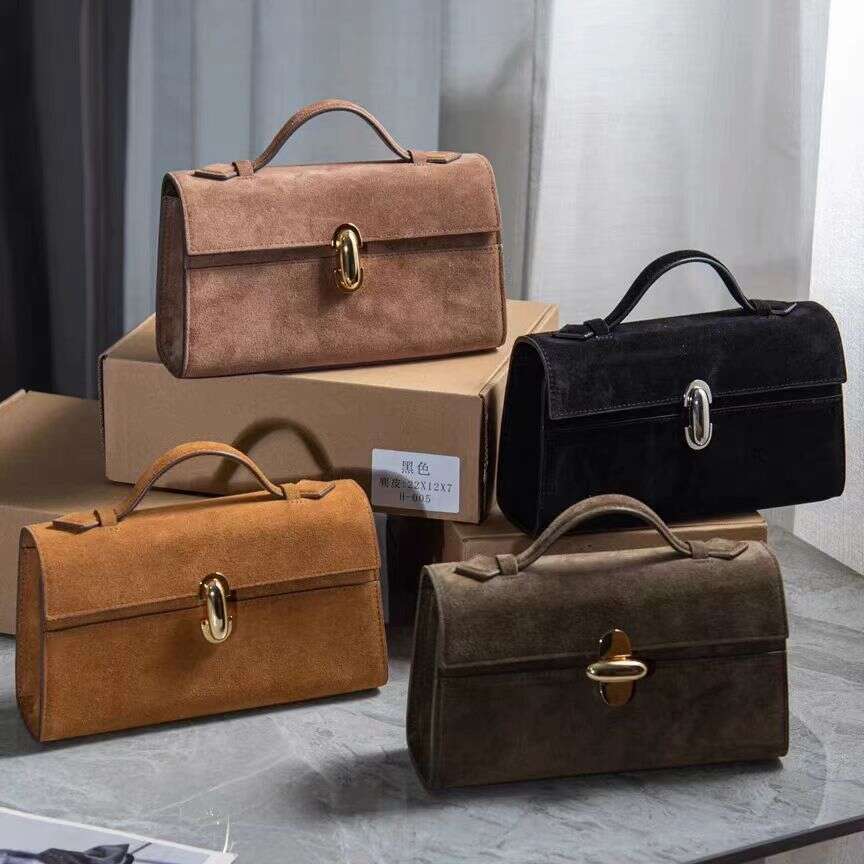 Niche SAVETTE 26 Ladies Suede Symmetry Pochette Solid Color Simple One Shoulder Messenger Handbag Small Square Bag