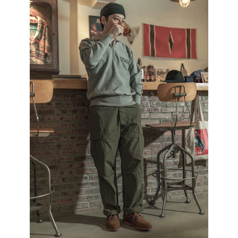 Non Stock Quarter-Zip Sweatshirt Men's Long-Sleeve French Terry Cotton Pullover
