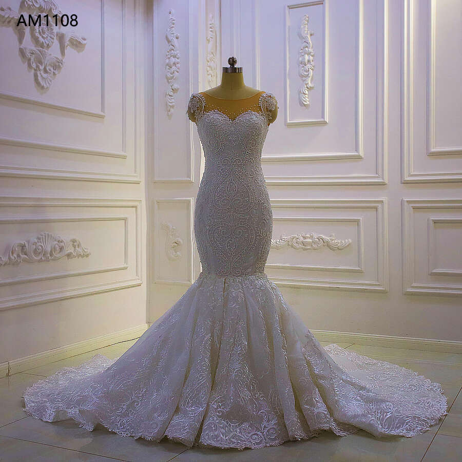Cap Sleeve Lace Mermaid Wedding Gowns