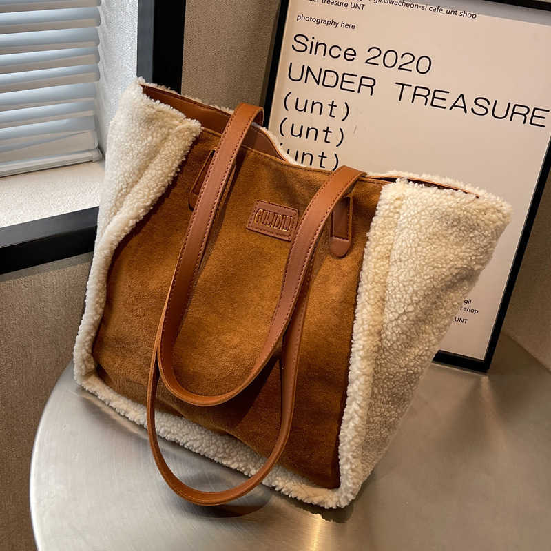 season lamb wool plush bag women, autumn winter new matte shoulder bag commuting 241015