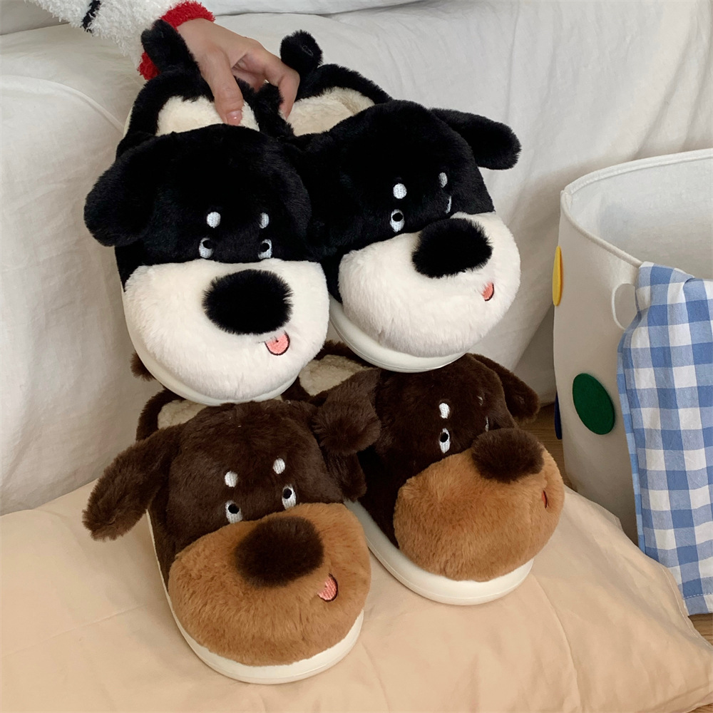 Cute animal Slippers for women Girls Fashion Kawaii Fluffy winter Warm women cartoon cute dog shoes