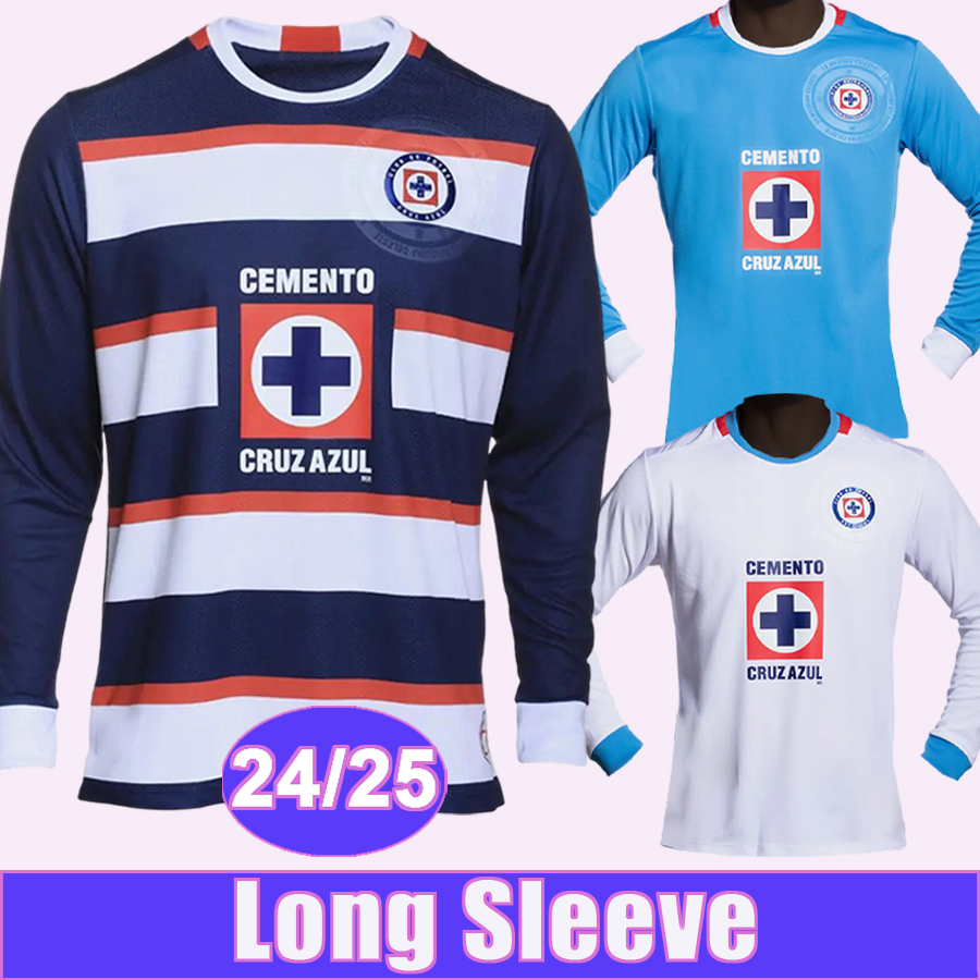 24 25 Cruz Azul Mens Long Sleeve Soccer Jerseys SEPULVEDA GUTIERREZ ANTUNA LIRA DITTA RIVERO VARGAS Home Away Goalkeeper Football Shirts Uniforms