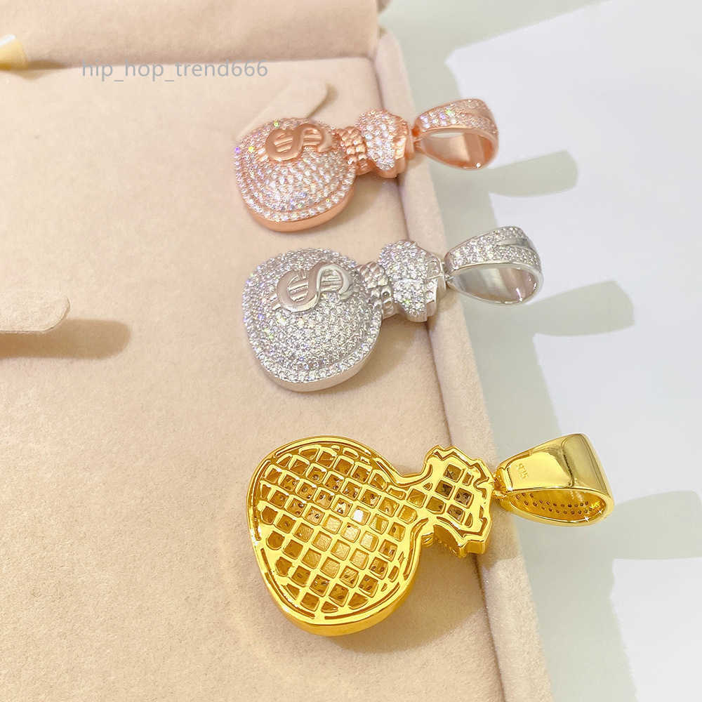 Iced Out 925 Sterling Silver D Color VVS Moissanite Dollars Money Bag Pendant Hip Hop Diamond Pendant with GRA Certificate