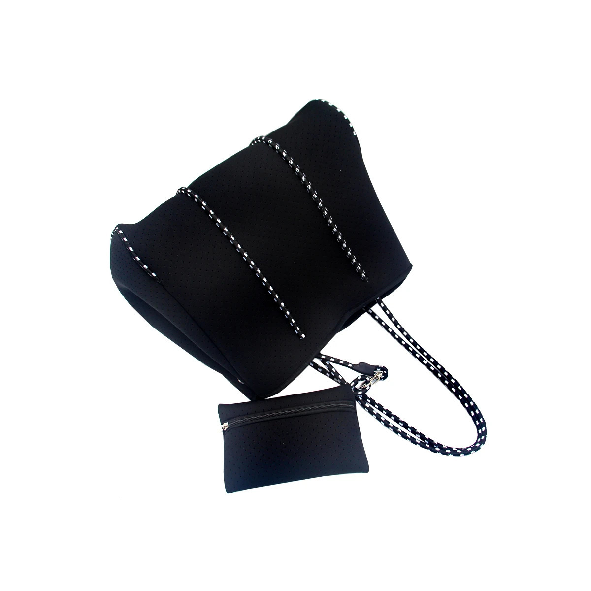 Travelling Bag Arrival Women Perforated Neoprene Tote Bag With Small Purse Large Neoprene Beach Handbag 241030