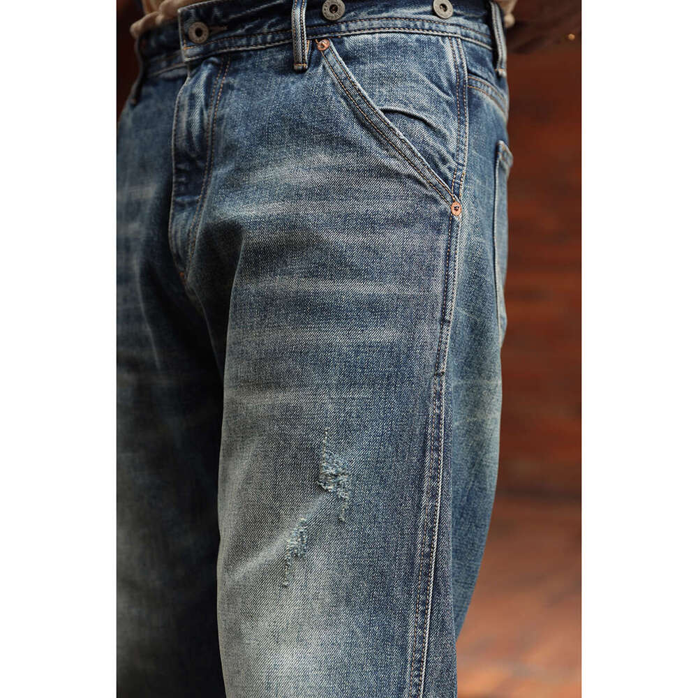 Second Order Washed Jeans Vintage Streetwear 13Oz Seedge Denim Pants For Men