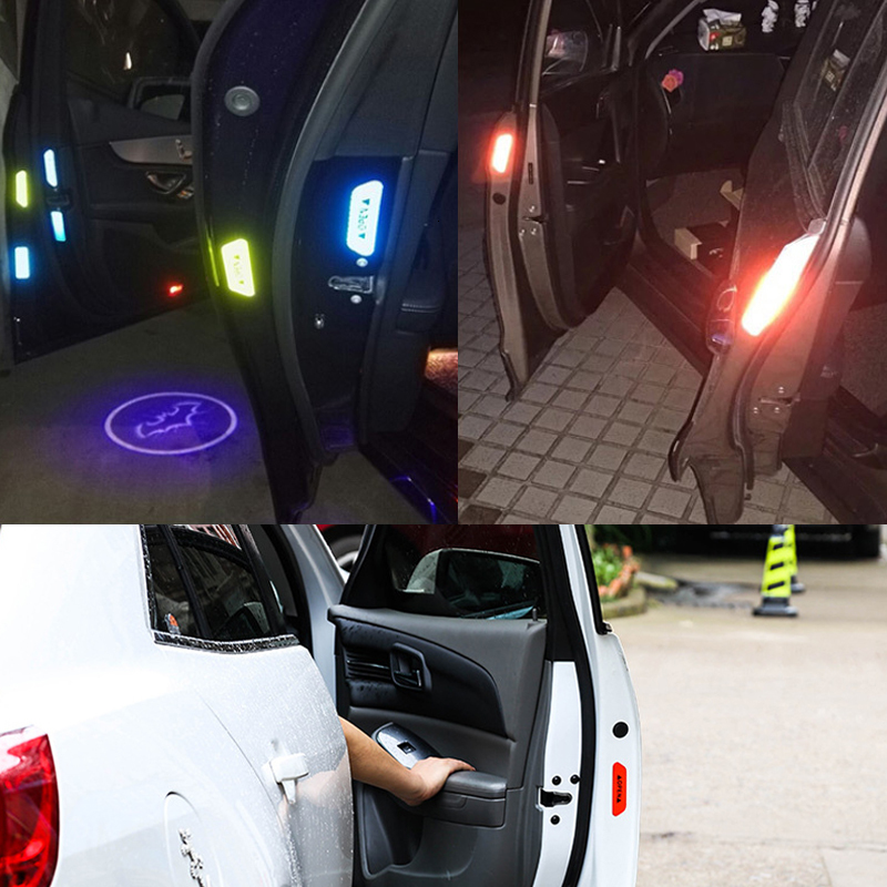 New 4Pcs Open Reflective Tape Warning Mask Sticker Improve Night Visibilty Safety Car Door Opening Strip Car Accessories