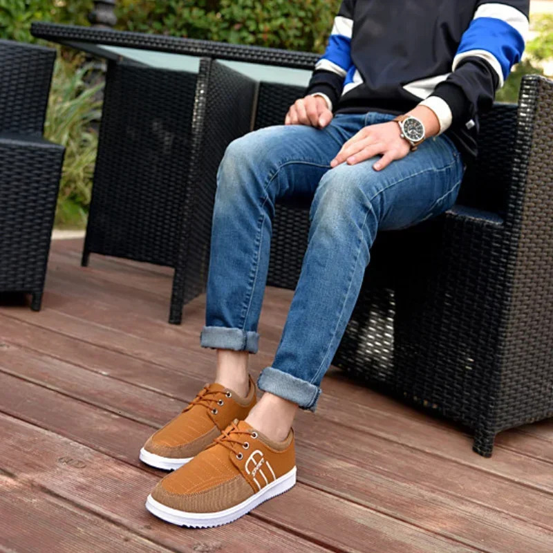 Men's Sneakers Lightweight Canvas Summer Mens Vulcanized Shoe Breathable Work Lace-ups Men Driving Shoes Atillas