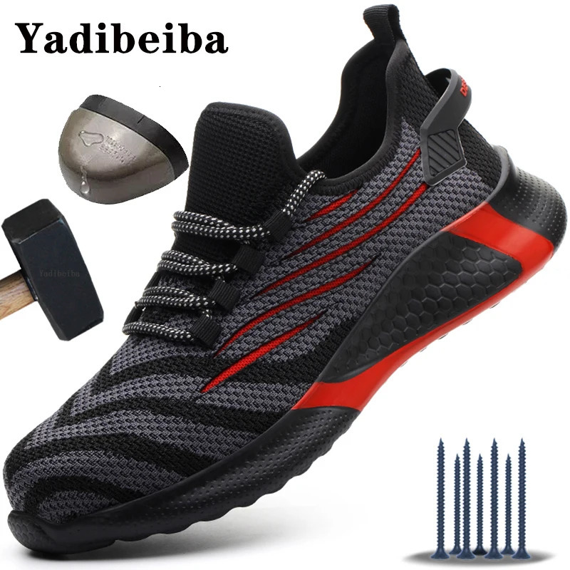 Women Safety Shoes Men For Work Shoes With Steel Toe Cap Puncture-Proof Work Sneakers Lightweight Breathable Work Safety Boots 241031