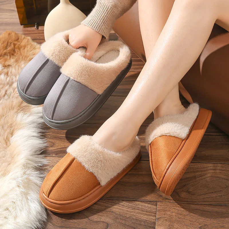 Vanmie Winter Home Slippers Soft and Warm Fur Plush House Slippers Bedroom Womens Couple Winter Slippers 241031