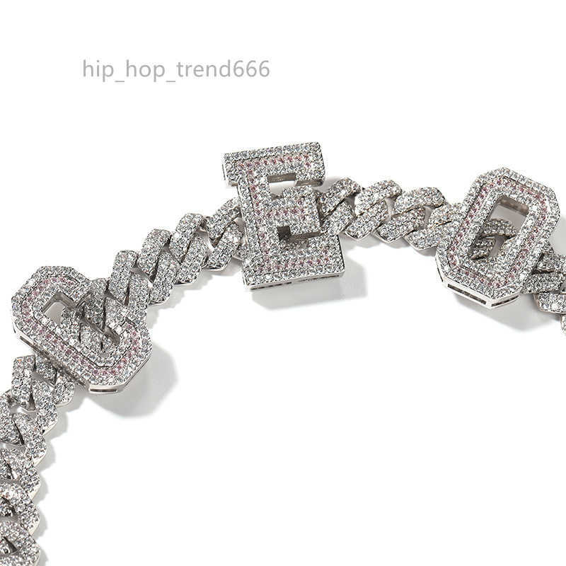 Iced Out Mens Hip Hop Jewelry Platinum/18K Gold Plated Lab Diamond Letter Custom Pink moissanite Intials Name Cuban Chain Necklaces