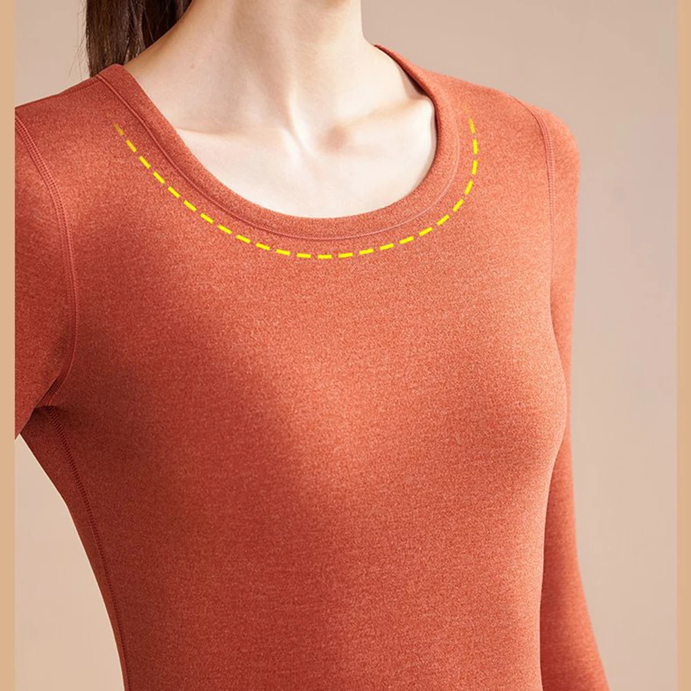 Womens Thermal Underwear Set Antibacterial Cashmere Silk Winter Thickened Seamless High Elasticity Round Neck Thermal Clothing 241031