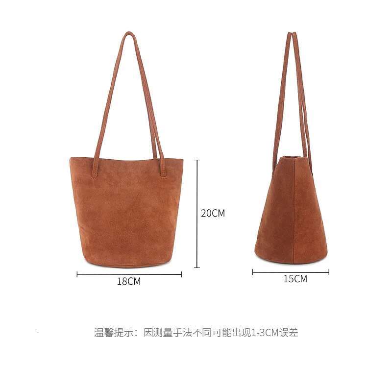 2024 New Genuine Frosted Cowhide Bucket Bag Underarm Handbag