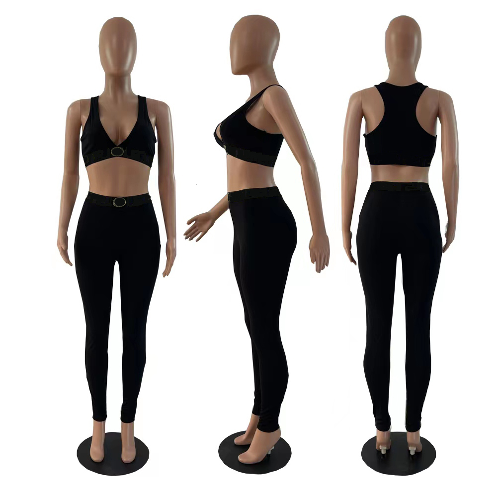 Summer New Women Tracksuits Fashion Two Piece Set Sports Casual Letter Print Vest And Tights Leggings Pants Yoga Sets For Ladies