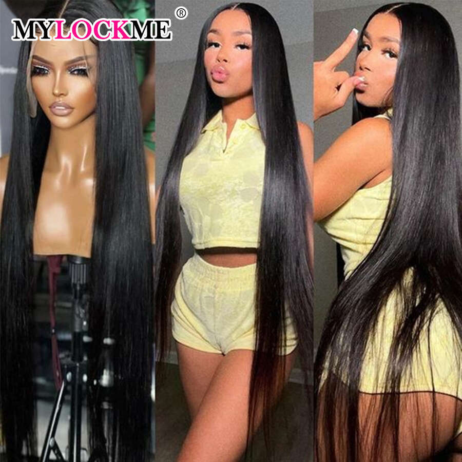 Glueless Straight Front Human Hair 6X4 5X5 13X4 13X6 Frontal Ready To Wear Lace Wig No Glue 180Density