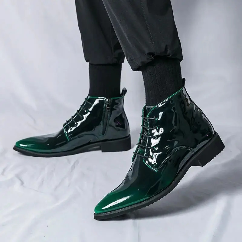 sparkling mens boots fashionable purple mens high top wedding shoes mens Pointed zipper mens social shoes large size 47 241031