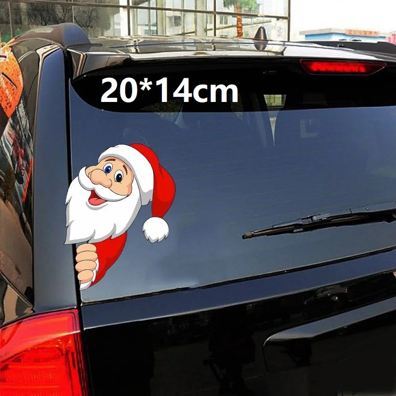 New Decorate Christmas Santa Claus Waving Sticker Car Windshield Decal Tags Rear Wiper Stickers Cute Auto
